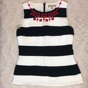 Banana Republic Sleeveless Beaded Collar Peplum Top